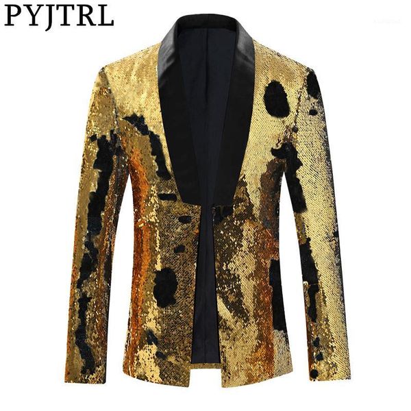 pyjtrl tide men two-color gold black blue sequins blazer stage singers night club party suit jacket mens shiny paillette blazers1, White;black
pyjtrl tide men two-color gold black blue sequins blazer stage singers night club party suit jacket mens shiny paillette blazers1, White;black