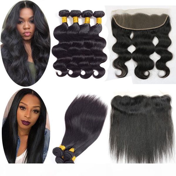 brazilian virgin hair straight body wave human hair 4 bundles with ear to ear lace frontal straight hair weaves closure frontal with bundles, Black
brazilian virgin hair straight body wave human hair 4 bundles with ear to ear lace frontal straight hair weaves closure frontal with bundles, Black