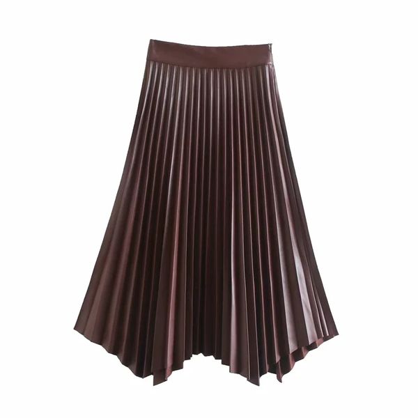2021 new faux leather pleated women autumn a-line waist asymmetric hem midi skirt fashion high street ladies skirts 0mcm, Black
2021 new faux leather pleated women autumn a-line waist asymmetric hem midi skirt fashion high street ladies skirts 0mcm, Black