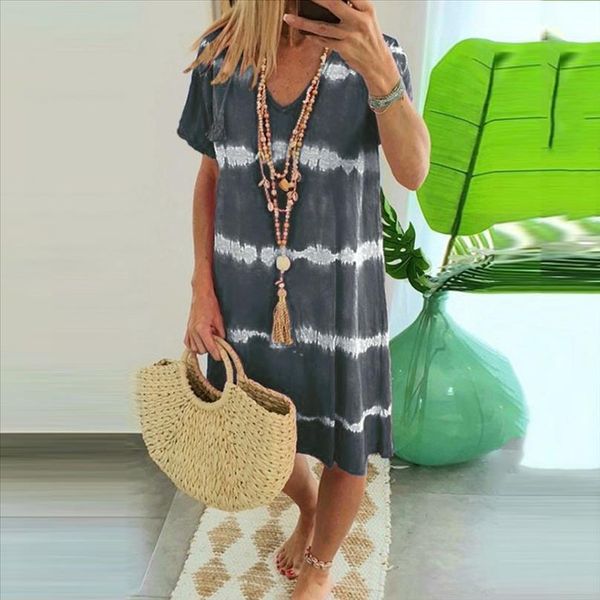 s 3xl womens boho casual striped tie dye print dress patchwork summer v neck loose t shirt dress beach holiday femme robe, Black;gray
s 3xl womens boho casual striped tie dye print dress patchwork summer v neck loose t shirt dress beach holiday femme robe, Black;gray
