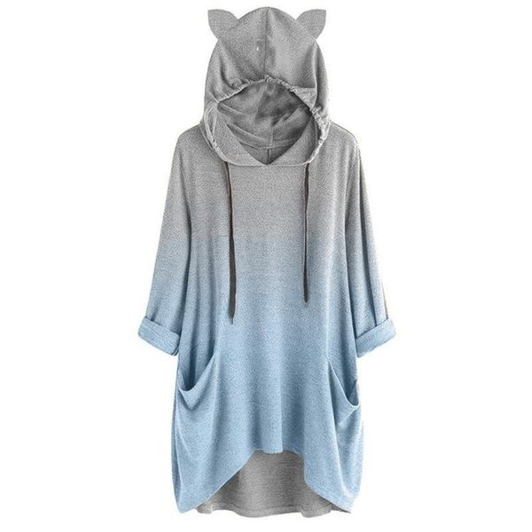women gradient print hoodie plus size loose cat ear hooded long sleeves pocket casual drawstring pullover hoodies mujer, Black
women gradient print hoodie plus size loose cat ear hooded long sleeves pocket casual drawstring pullover hoodies mujer, Black
