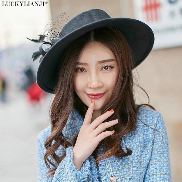 luckylianji women female british roll flower wool felt fashion wide brim fedora porkpie pork pie bowler hat (57cm adjust)1, Blue;gray
luckylianji women female british roll flower wool felt fashion wide brim fedora porkpie pork pie bowler hat (57cm adjust)1, Blue;gray