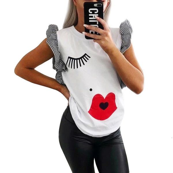 summer woman tshirts lips eyelash graphic tee lattice ruffled short sleeves harajuku t shirt casual women clothes, White
summer woman tshirts lips eyelash graphic tee lattice ruffled short sleeves harajuku t shirt casual women clothes, White