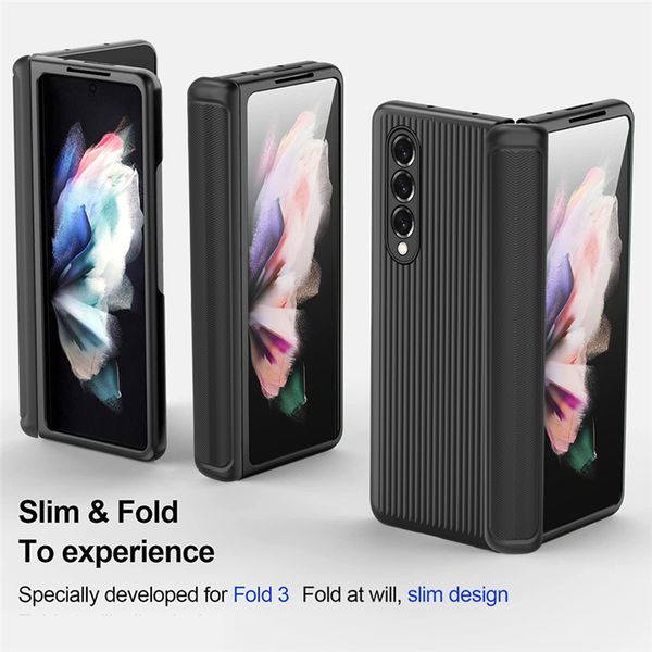 striped phone case for samsung galaxy fold3 5g adjustable angle folding hybrid twill pattern kickstand protective shell anti-fall striped phone case for samsung galaxy fold3 5g adjustable angle folding hybrid twill pattern kickstand protective shell anti-fall