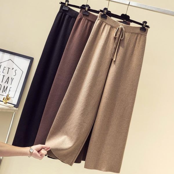 women's high waist lazy casual knitted trousers autumn and winter new korean loose thick cored yarn wide leg pants female1, Black;white
women's high waist lazy casual knitted trousers autumn and winter new korean loose thick cored yarn wide leg pants female1, Black;white