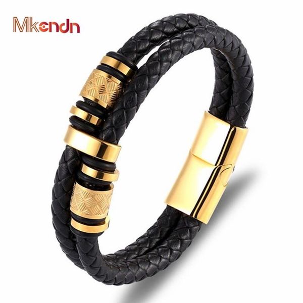 charm bracelets mkendn punk genuine leather bracelet double layer black gold stainless steel magnetic button for men accessories jewe, Golden;silver
charm bracelets mkendn punk genuine leather bracelet double layer black gold stainless steel magnetic button for men accessories jewe, Golden;silver
