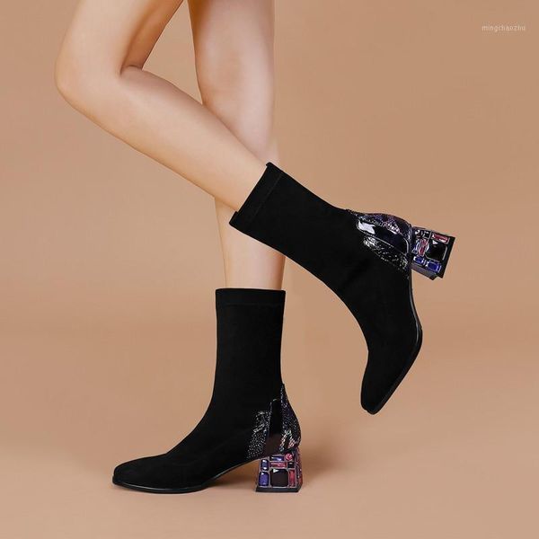 boots 2021 autumn fashion thick heel warm short women round toe mid single tube elastic rhinestone dress boot1, Black
boots 2021 autumn fashion thick heel warm short women round toe mid single tube elastic rhinestone dress boot1, Black
