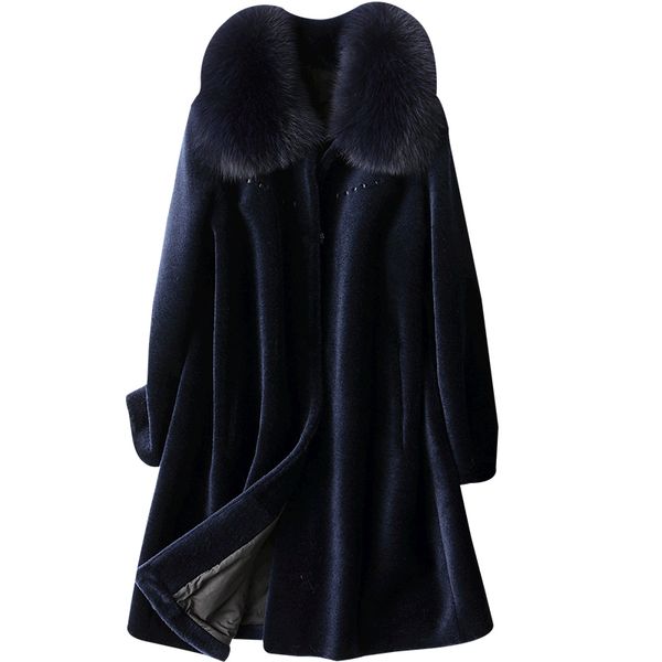 quality royal high female sheep shearling winter coat women's clothing 2020 fox fur collar 100% wool more size me mpbs, Black
quality royal high female sheep shearling winter coat women's clothing 2020 fox fur collar 100% wool more size me mpbs, Black