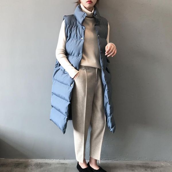 2020 winter sleeveless long down vest women stand collar parka cotton padded jacket fashion ladies warm waistcoat bule overcoat, Black;white
2020 winter sleeveless long down vest women stand collar parka cotton padded jacket fashion ladies warm waistcoat bule overcoat, Black;white