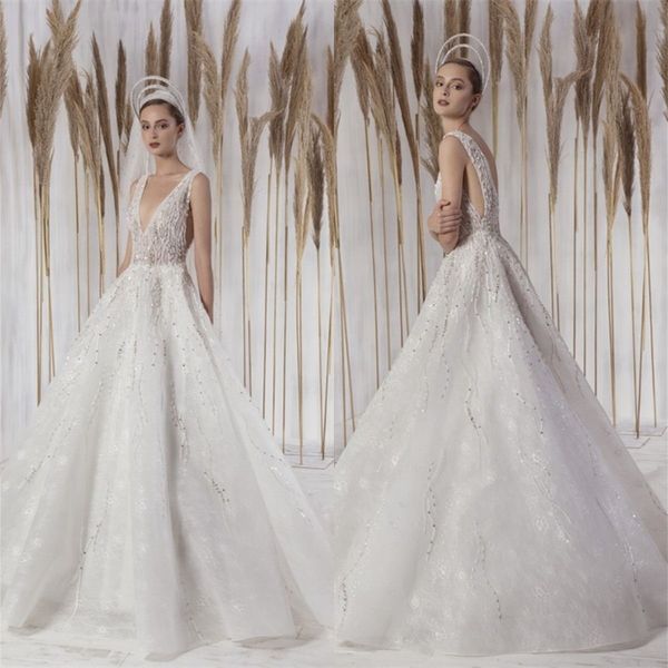 2021 new wedding dresses deep v neck open back bridal gowns custom made appliques beading lace sweep train a-line wedding dress, White
2021 new wedding dresses deep v neck open back bridal gowns custom made appliques beading lace sweep train a-line wedding dress, White