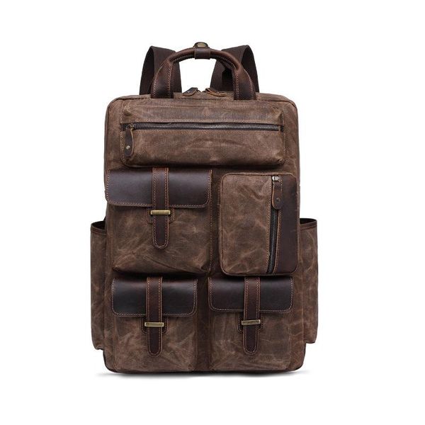 school bags source point oil wax canvas bag double shoulder backpack men's travel crazy horse skin
school bags source point oil wax canvas bag double shoulder backpack men's travel crazy horse skin