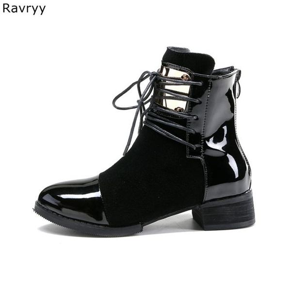 lace up woman's short boots black suede leather patch work women ankle boot round toe low heel autumn fashion female shoes
lace up woman's short boots black suede leather patch work women ankle boot round toe low heel autumn fashion female shoes