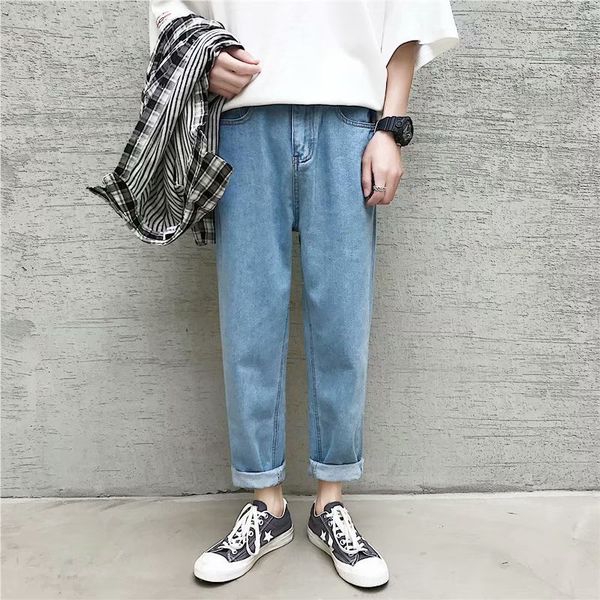 solid color jeans men's korean fashion loose casual straight wide leg pants cool versatile capris, Blue
solid color jeans men's korean fashion loose casual straight wide leg pants cool versatile capris, Blue