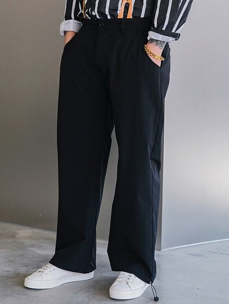 extended sizes men drawstring hem pants y9xp#, Black