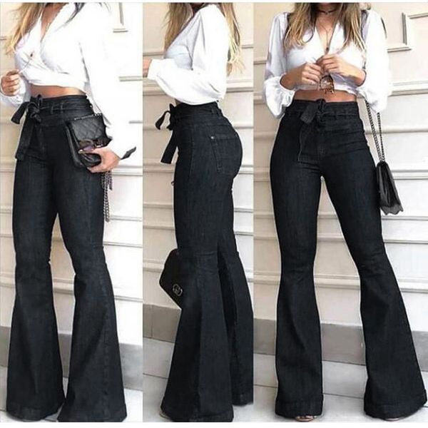 new women's pants high-waisted micro-elastic lace-up flared pants wide-leg pants jeans women, Blue
new women's pants high-waisted micro-elastic lace-up flared pants wide-leg pants jeans women, Blue