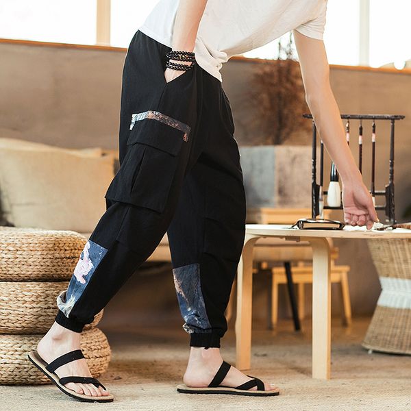 loldeal cotton linen stitching harem pants chinese style buckle men's fashion loose overalls, Black
loldeal cotton linen stitching harem pants chinese style buckle men's fashion loose overalls, Black