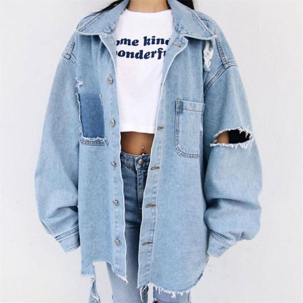 women's jackets 2021 korean style women oversized spring hole jaqueta casacos femininos coat denim jacket, Black;brown
women's jackets 2021 korean style women oversized spring hole jaqueta casacos femininos coat denim jacket, Black;brown