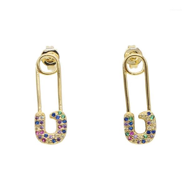 stud simple minimal women jewelry gold 5 colorful cz paved safety pin paperclip earring fashion 2021 1, Golden;silver
stud simple minimal women jewelry gold 5 colorful cz paved safety pin paperclip earring fashion 2021 1, Golden;silver