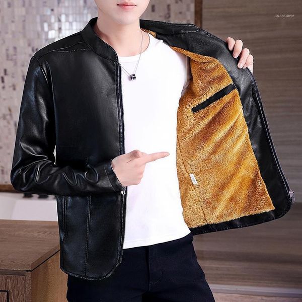 2021 leather men's plus cashmere winter new stand-collar slim jacket casual pu motorcycle leather jacket1, Black
2021 leather men's plus cashmere winter new stand-collar slim jacket casual pu motorcycle leather jacket1, Black