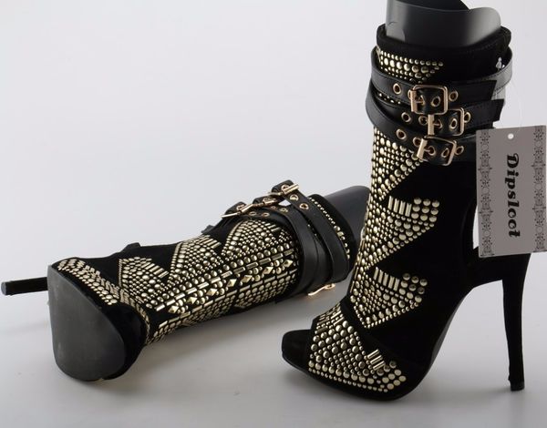 rivets totem gold ladies high ankle heels peep toe leather buckles feminine summer slingsboots size 41 uzw3, Black
rivets totem gold ladies high ankle heels peep toe leather buckles feminine summer slingsboots size 41 uzw3, Black