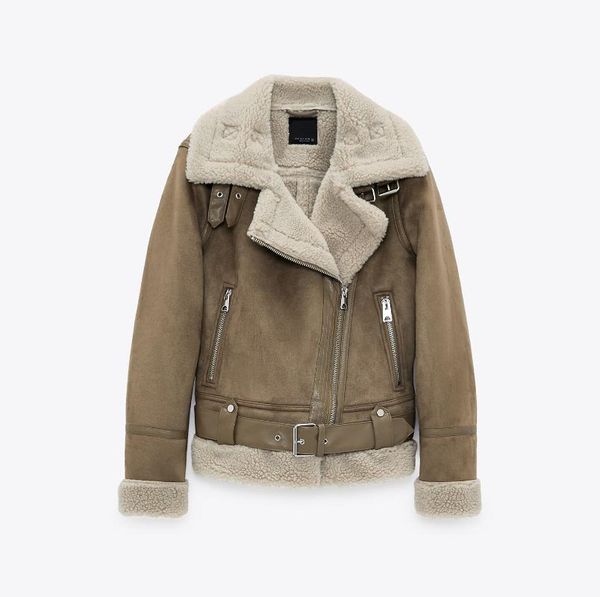women's jackets 2021 wear thick warm winter retro suede lambs wool motorcycle jacket belt leisure loose man-made leather, Black;brown
women's jackets 2021 wear thick warm winter retro suede lambs wool motorcycle jacket belt leisure loose man-made leather, Black;brown