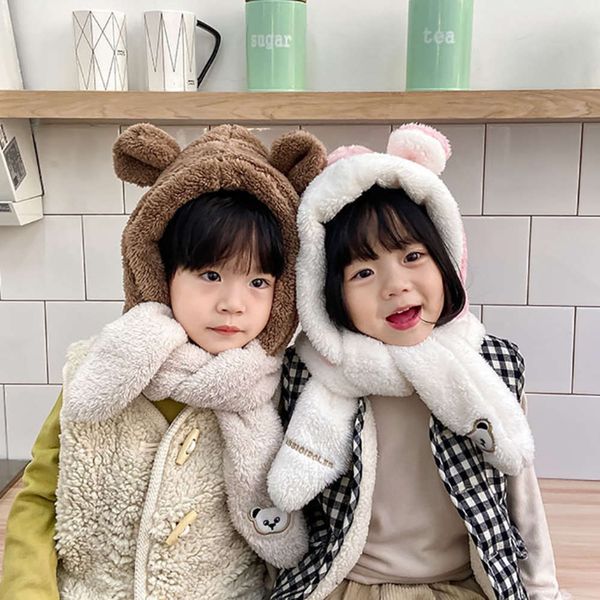 korean children's scarf, one-piece hat, winter version, cute thickened warm plush boy's and girl's ear protection hat, Red;brown
korean children's scarf, one-piece hat, winter version, cute thickened warm plush boy's and girl's ear protection hat, Red;brown