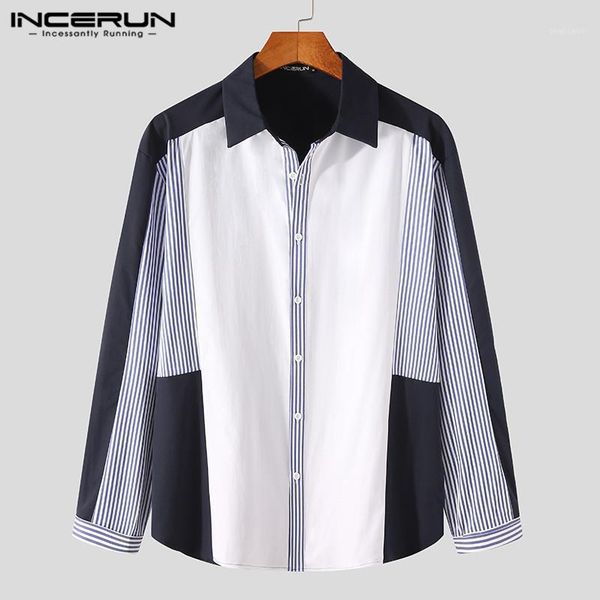 fashion men brand shirt streetwear lapel long sleeve personality striped patchwork casual korean 2021 camisas incerun s-3xl1, White;black
fashion men brand shirt streetwear lapel long sleeve personality striped patchwork casual korean 2021 camisas incerun s-3xl1, White;black