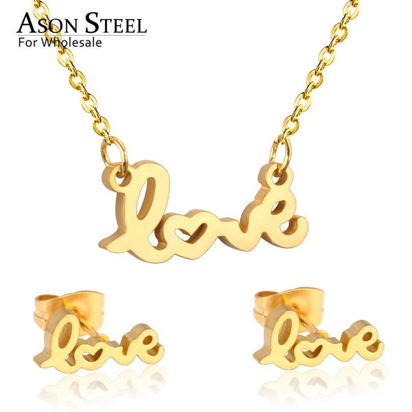 asonsteel wedding jewelry sets stainless steel letters love pendant necklace earring set bridal female accessories brinco, Silver
asonsteel wedding jewelry sets stainless steel letters love pendant necklace earring set bridal female accessories brinco, Silver