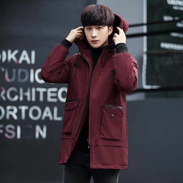 fashion winter new down jacket men's mid-length hooded thick warm white duck down youth jacket cold clothing, Black
fashion winter new down jacket men's mid-length hooded thick warm white duck down youth jacket cold clothing, Black
