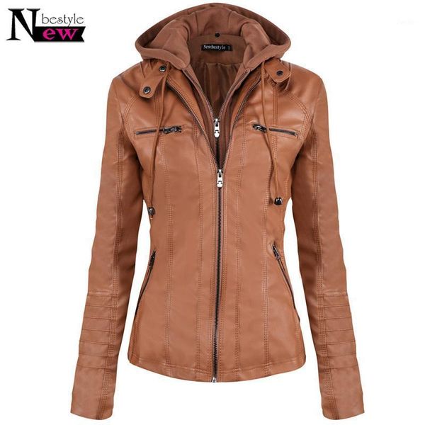 fashion autumn winter hoodie women leather jacket ladies front pocket slim hat detachable jacket female soft leather coat1, Black;brown
fashion autumn winter hoodie women leather jacket ladies front pocket slim hat detachable jacket female soft leather coat1, Black;brown
