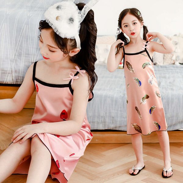 nightdrs ice home wear girls' summer new pajamas silk children's suspender drs, Blue;red
nightdrs ice home wear girls' summer new pajamas silk children's suspender drs, Blue;red