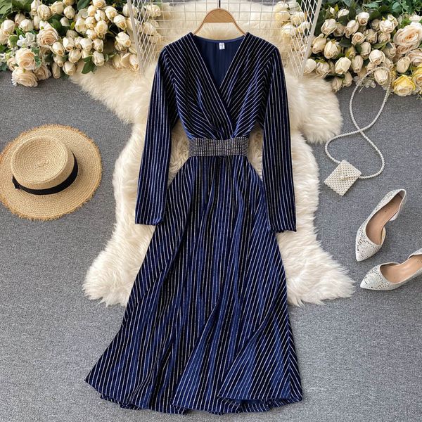 2021 new singiny chic brilliant lurex velour female retro neck long the line dressed autumn fashion streetwear striped dress bgdp, Black;gray
2021 new singiny chic brilliant lurex velour female retro neck long the line dressed autumn fashion streetwear striped dress bgdp, Black;gray
