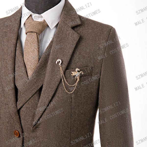 men's suits & blazers szmanlizi 2021 formal wool brown herringbone retro gentleman business tweed men groom wedding for 3 pieces tuxedo, White;black
men's suits & blazers szmanlizi 2021 formal wool brown herringbone retro gentleman business tweed men groom wedding for 3 pieces tuxedo, White;black