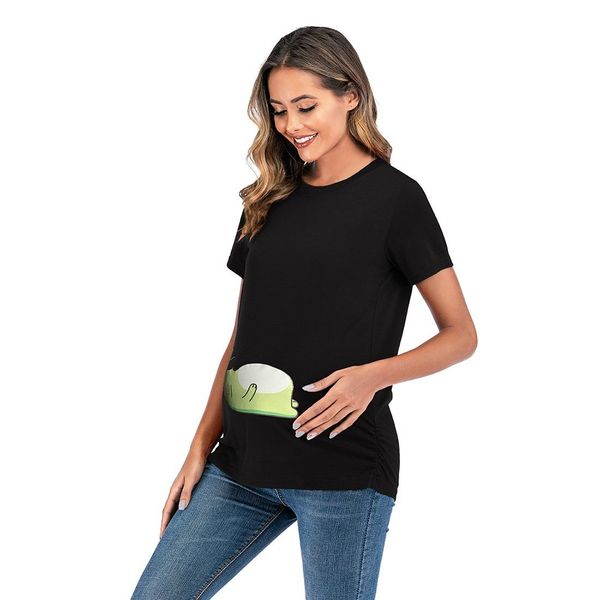 short sleeve loose maternity t-shirt, Black;white
