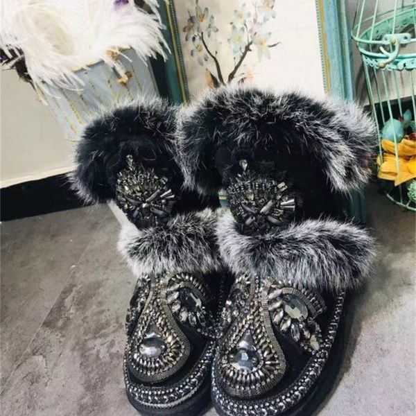 2020 super-flash heavy homemade duty strass granules waterproof leather thick rabbit skin snowboots 6q5a, Black
2020 super-flash heavy homemade duty strass granules waterproof leather thick rabbit skin snowboots 6q5a, Black