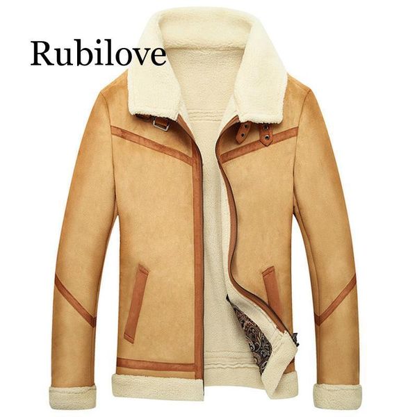 rubilove men's winter faux fur coat winter outerwear male fleece lined leather jacket thick cashmere slim warm plus size 4xl, Black;brown 
rubilove men's winter faux fur coat winter outerwear male fleece lined leather jacket thick cashmere slim warm plus size 4xl, Black;brown