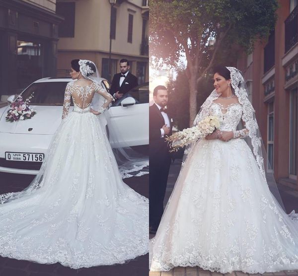 vintage tulle lace appliques a-line wedding dresses 2021 new elegant long-sleeves covered button wedding bridal ball gowns with long train, White
vintage tulle lace appliques a-line wedding dresses 2021 new elegant long-sleeves covered button wedding bridal ball gowns with long train, White