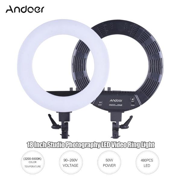 andoer 18 inch led video ring light lamp studio pgraphy lighting 50w 3200k-5500k w/ phone holder cold shoe base carrying bag
andoer 18 inch led video ring light lamp studio pgraphy lighting 50w 3200k-5500k w/ phone holder cold shoe base carrying bag