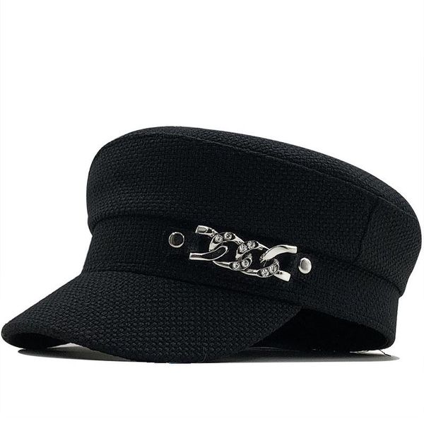 2020 spring new retro chain flat navy summer outdoor casual caps octagonal cap adjustable for women wmtsmp, Black;white
2020 spring new retro chain flat navy summer outdoor casual caps octagonal cap adjustable for women wmtsmp, Black;white