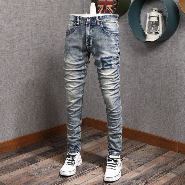 2021 new italian style fashion men jeans retro blue elastic slim fit cotton denim trousers streetwear vintage designer pants am
2021 new italian style fashion men jeans retro blue elastic slim fit cotton denim trousers streetwear vintage designer pants am