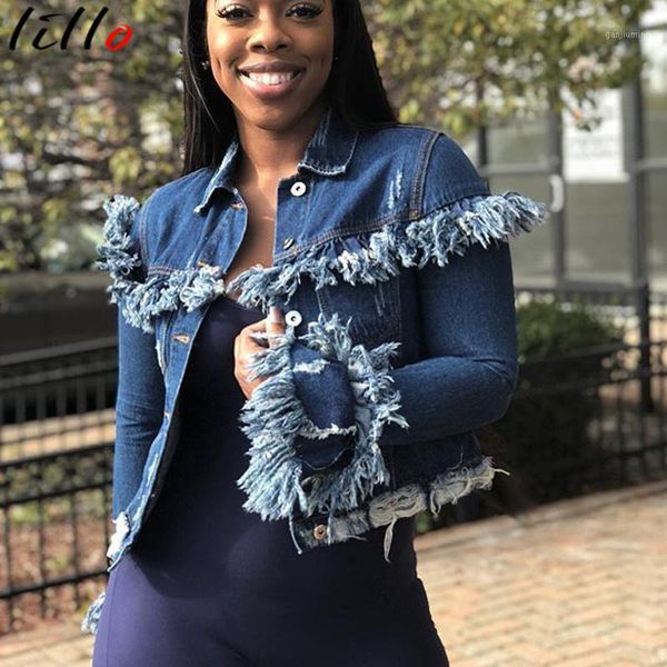 casual tassel ripped cropped jean jacket female autumn chain long sleeve denim jacket streetwear short denim coat female outwe1, Black;brown
casual tassel ripped cropped jean jacket female autumn chain long sleeve denim jacket streetwear short denim coat female outwe1, Black;brown
