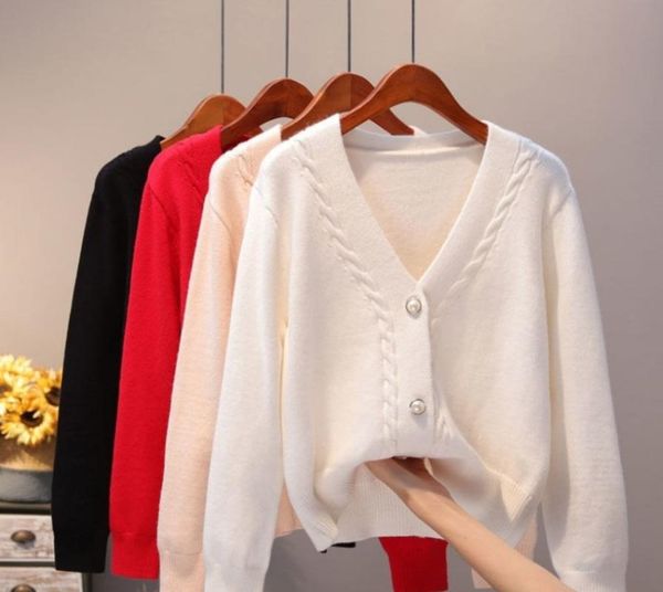 women's knits & tees v-neck sweater cardigan pearl single breasted loose short thicken sweet long sleeve knitting women autumn winter, White
women's knits & tees v-neck sweater cardigan pearl single breasted loose short thicken sweet long sleeve knitting women autumn winter, White