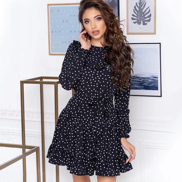 ladies dot print ruffles sashes a line dress women fashion back keyhole o neck long sleeves mini 2021 autumn dresses, Black;gray
ladies dot print ruffles sashes a line dress women fashion back keyhole o neck long sleeves mini 2021 autumn dresses, Black;gray