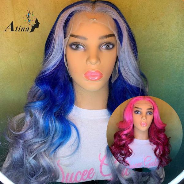 highlight blue colored human hair wig pink ombre grey wavy pre plucked brazilian remy hd transparent lace front wig with atina, Black;brown
highlight blue colored human hair wig pink ombre grey wavy pre plucked brazilian remy hd transparent lace front wig with atina, Black;brown