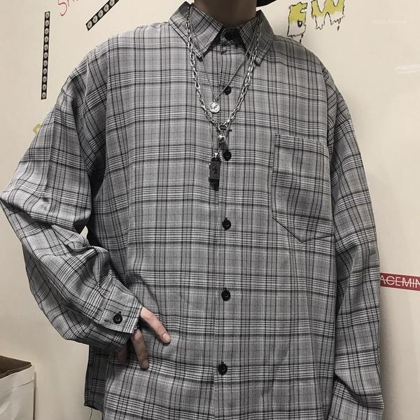 men's casual shirts 2021 spring and autumn korean version of the retro hong flavor lattice loose long-sleeved shirt men's tide bla, White;black
men's casual shirts 2021 spring and autumn korean version of the retro hong flavor lattice loose long-sleeved shirt men's tide bla, White;black
