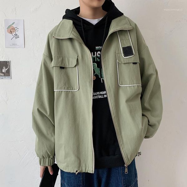 men's jackets 2021 spring and autumn korean youth fashion loose casual overalls stand collar jacket black / army green khaki1, Black;brown
men's jackets 2021 spring and autumn korean youth fashion loose casual overalls stand collar jacket black / army green khaki1, Black;brown