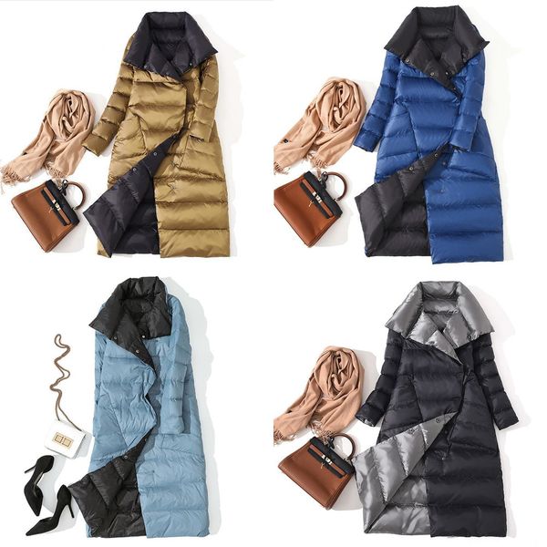 ftlzz women double side long jacket winter ultra light white duck down parka breasted plus size 3xl female outwear c1204, Black
ftlzz women double side long jacket winter ultra light white duck down parka breasted plus size 3xl female outwear c1204, Black