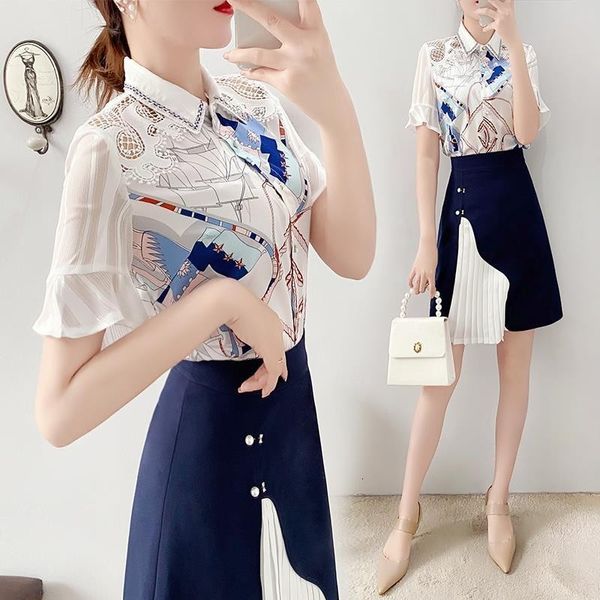 of clothes with femme sets woman suit printed two upper ensembles and skirt enlargement sleeve lmq0, White
of clothes with femme sets woman suit printed two upper ensembles and skirt enlargement sleeve lmq0, White