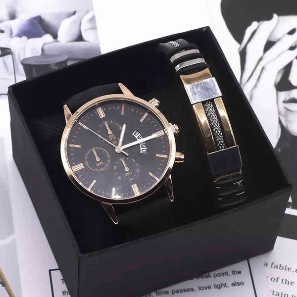men watch bracelet set fashion sport wrist alloy case leather band quartz business wristwatch calendar clock gift, Slivery;brown
men watch bracelet set fashion sport wrist alloy case leather band quartz business wristwatch calendar clock gift, Slivery;brown