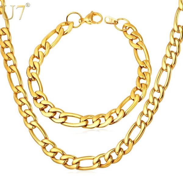 u7 chunky stainless steel chain necklace set 9 mm thick figaro chain necklace and bracelet fashion jewelry sets men jewelry s780, Silver
u7 chunky stainless steel chain necklace set 9 mm thick figaro chain necklace and bracelet fashion jewelry sets men jewelry s780, Silver